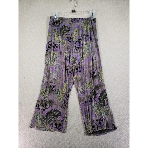 A Touch of Class Pants Women L/XL Multicolor Pleated Wide Leg Floral Slinky - Picture 1 of 9